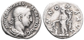Severus Alexander (AD 222-235). AR denarius . NGC MS 5/5 - 4/5. Rome, AD 224. IMP C M AVR SEV ALEXAND AVG, laureate, draped bust of Severus Alexander ...