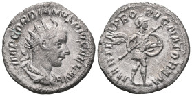 Gordian III (238 - 244 AD).
Antoninian (silver). 243 - 244 AD Rome.
Obverse: IMP GORDIANVS PIVS FEL AVG. Bust with radiate crown, paludament and armor...