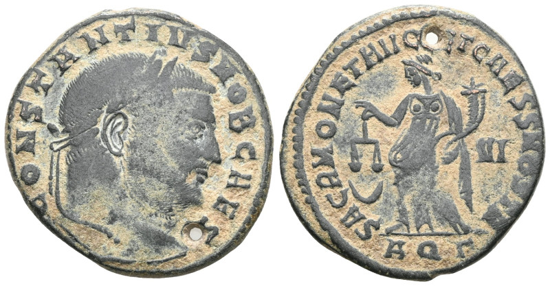 Constantius I, as Caesar, 293-305. Follis (Bronze,), Aquileia, 300. CONSTANTIVS ...