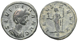 Severina, Augusta, 270-275. Denarius (Bronze), Rome, 275. SEVERINA AVG Diademed and draped bust of Severina to right. Rev. VENVS FELIX / Δ Venus stand...