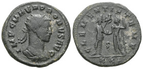 Roman Imperial
Probus (276-282). Antoninianus. (Bronze.) Antioch.
Obv: IMP C M AVR PROBVS AVG. Bust of Probus, radiate, draped, cuirassed, right.
Rev:...