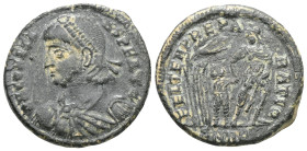 Roman Imperial
Constans (337-350). AE, Centenionalis. (Bronze) Rome.
Obv: D N CONSTA-NS P F AVG. Bust of Constans, pearl-diademed, draped, cuirassed, ...