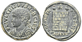 Roman Imperial
Crispus (316-326) AE follis (Bronze) 325-6,
Obv: FL IVL CRISPVS NOB CAES, laureate draped and cuirassed bust to left of Crispus
Rev: PR...
