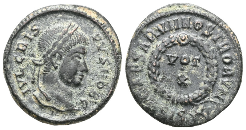 CRISPUS (316-326). Follis. Siscia. Obv: IVL CRISPVS NOB C. Laureate head right. ...