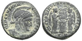 Roman Imperial
Constantine I, 307/310-337. Follis (Bronze), Ticinum, T = 3rd officina, 318-319. IMP CONSTANTINVS MAX AVG Laureate, helmeted and cuiras...