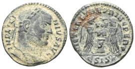 Roman Imperial
Licinius I, 308-324. Follis (Silvered bronze), Siscia, 319-320. IMP LICINIVS AVG Laureate head of Licinius I to right. Rev. VICT•LAETAE...