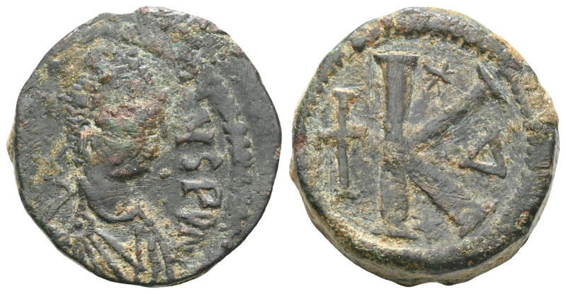 Byzantine Anastasius I. (491-518 AD). 1/2 Follis. Constantinople. Obv: D N ANAST...