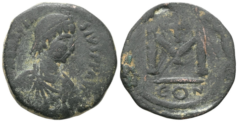 Byzantine Anastasius I. (491-518 AD). Follis. Constantinople. Obv: D N ANASTAIUS...