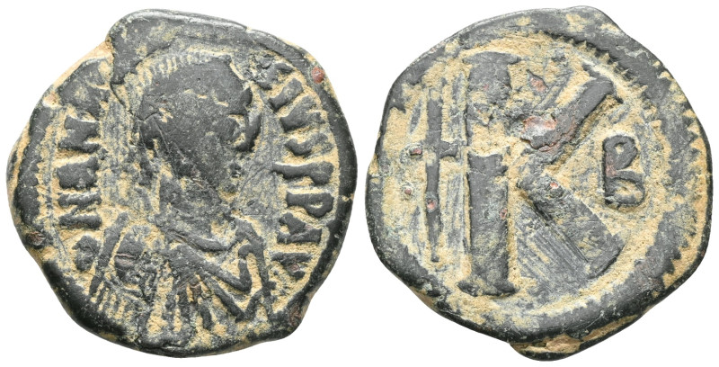 Byzantine Anastasius I. (491-518 AD). 1/2 Follis. Constantinople. Obv: D N ANAST...