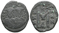 Leo V and Constantine, follis, Constantinople, n.d. (813-820)
A/LEO - N - S CO - N - STAN
Facing busts of Leo V and Constantine, crowned and wearing t...