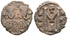 Leo V and Constantine, follis, Constantinople, n.d. (813-820)
A/LEO - N - S CO - N - STAN
Facing busts of Leo V and Constantine, crowned and wearing t...