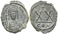Byzantine
Tiberius II. Constantine. (578-582 AD). 1/2 Follis / 20 Nummi. Constantinople. Obv: cuirassed bust facing holding globus cruciger. Rev: XX. ...
