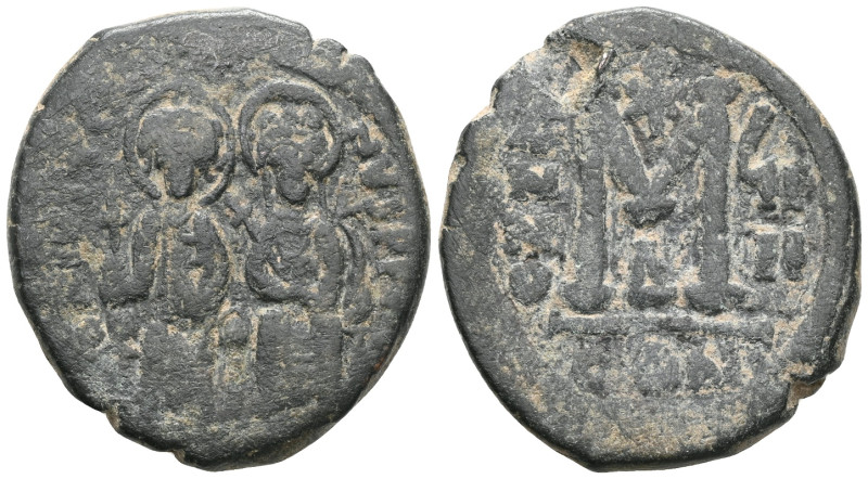 Byzantine Empire Justinus II with Sophia. 40 Nummi. RY 7 = 571/2 AD. Constantino...