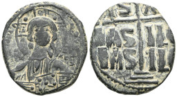 Byzantine
 Anonymous. Class B. Romanus III. AE, Follis (Bronze) Constantinople. Anonymous. Class B. 1028-1034 AD
Obv: + EMM[A NOVHΛ] / IC X[C], Bust o...