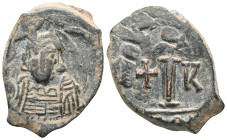 Byzantine
Constantine IV Pogonatus. 668-685. Decanummium (Bronze), Constantinople. Crowned and cuirassed facing bust, holding globus cruciger. Rev. La...