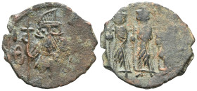 Byzantine
Constans II, with Constantine IV, Heraclius, and Tiberius. 641-668. Æ Follis. Costantinople
