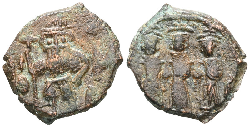 Byzantine Constans II, with Constantine IV, Heraclius, and Tiberius. 641-668. Æ ...