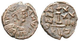 Byzantine
Justinian I AD 527-565. Cyzicus . Pentanummium 
Pearl-diademed, draped, and cuirassed bust right
Rev: Large I, ANNO / XX to left, cross abov...