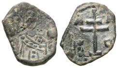 Byzantine
Alexius I Comnenus, 1081-1118. Tetarteron (Bronze), uncertain mint in Greece. AΛ[...] Crowned bust of Alexius I facing, wearing loros, holdi...