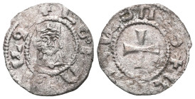 ARMENIA, Cilician Armenia. Royal . Levon V. 1374-1393. BI Denier . Crowned bust facing / Cross pattée, with pellet in each angle. AC 503 var. (rev. le...
