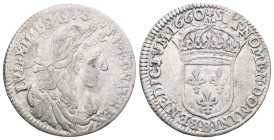 Capetian coins / Capetian coinsLouis XIV, 1/12 shield with a youthful bust, 1st effigy, 1660 MontpellierA/LVD. XIIII. D. G. (different) - .FR. ET. NAV...