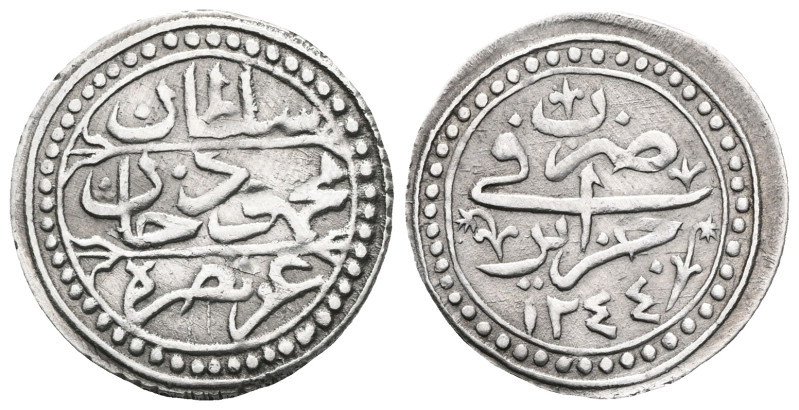 Ottoman Mahmud II 5 Asper , Algeria 1244 AR , Very Fine,
 Weight:1,2 gr Diamete...