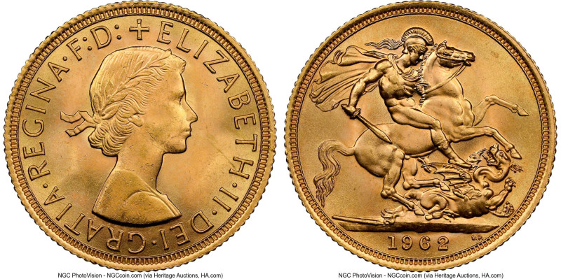 Elizabeth II gold Sovereign 1962 MS63 NGC, KM908. HID09801242017 © 2024 Heritage...