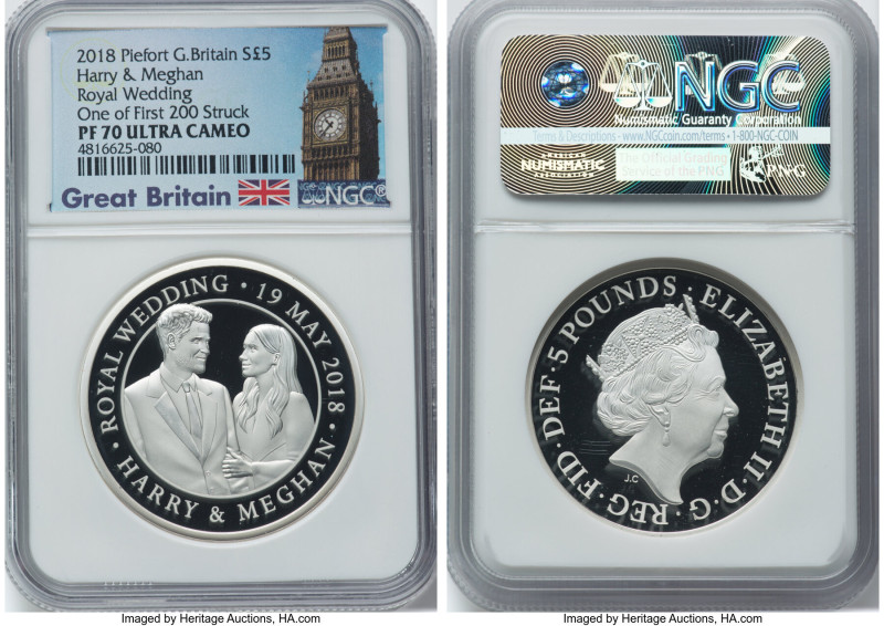 Elizabeth II Pair of Certified silver Proof Piefort "Royal Wedding - Harry & Meg...