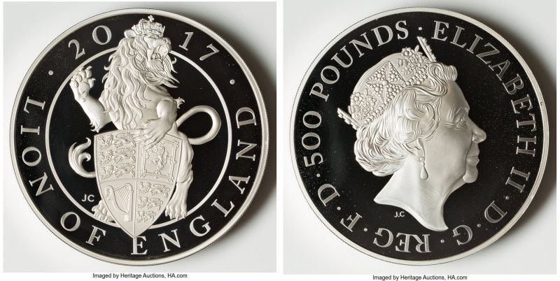 Elizabeth II silver Proof "Queen's Beasts - Lion of England" 500 Pounds (1 Kilo)...