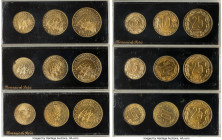 French Colony 9-Piece Lot of Assorted aluminum-bronze Essai Issues 1958 UNC, Paris mint. Three 3-Piece sets of 5, 10 and 25 Franc Essai issues housed ...