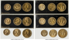 French Colony 9-Piece Lot of Assorted aluminum-bronze Essai Multiple Franc Issues 1956 UNC, Paris Mint. Three 3-Piece sets of aluminum-bronze Essai 5 ...