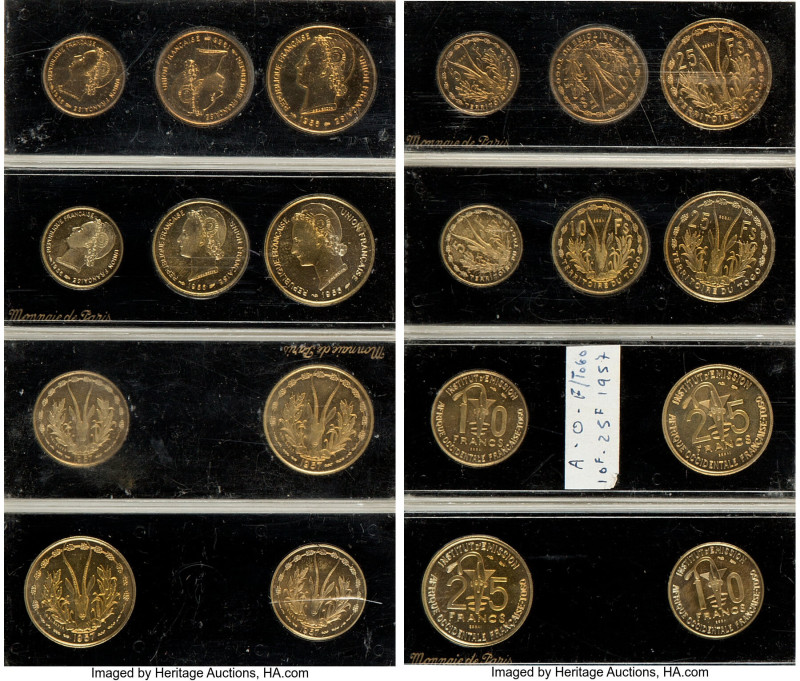 French Mandate 10-Piece Lot of Assorted aluminum-bronze Essai Issues 1956-1957 U...