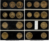 French Mandate 10-Piece Lot of Assorted aluminum-bronze Essai Issues 1956-1957 UNC, Paris Mint. Including two 3-piece sets of 5, 10, and 25 Francs fro...