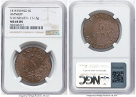 Antwerp. Siege "Napoleon" 5 Centimes 1814-N MS64 Brown NGC, KM2.1 (12-15gm). A conditional outlier for this "Napoleon" siege variety showcasing crisp,...