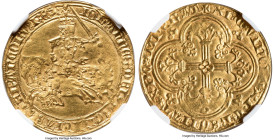 Jean II le Bon gold Franc à cheval ND (1350-1364) AU55 NGC, Fr-279, Dup-294. The horse and rider (both dressed in armor) depiction is particularly wel...
