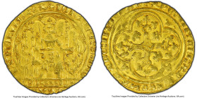 Jean II le Bon (1350-1364) gold Ecu d'Or a la chaise ND (from 1351) AU55 PCGS, Paris mint, Fr-276, Dup-289B. 4.49gm. Third Issue (July 25 & September ...