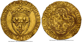 Charles VI (1380-1422) gold Ecu d'Or à la couronne ND (from 1389) AU Details (Cleaned) NGC, Toulouse mint (annulet below 5th letter), Dup-369, Fr-291....