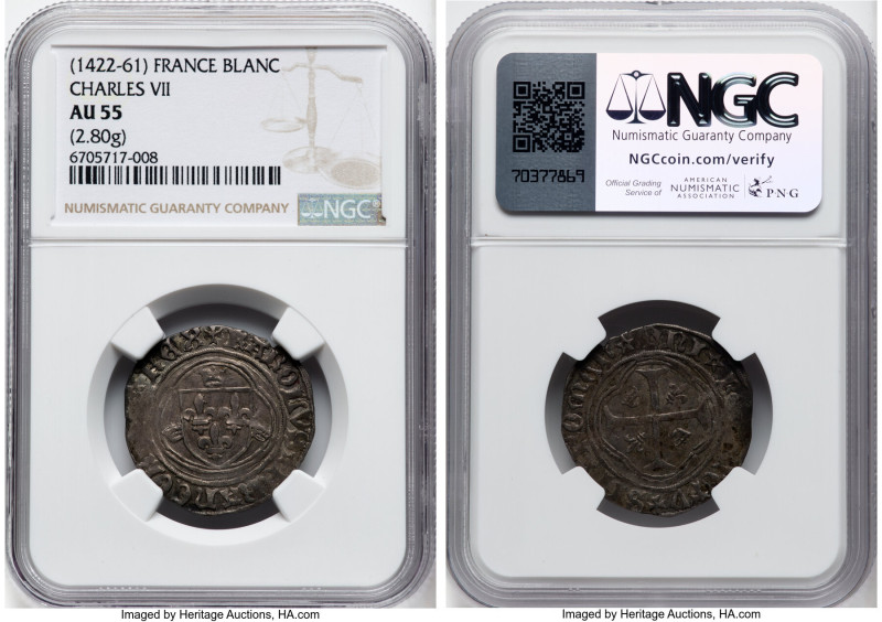 Charles VII Blanc (1422-1461) AU55 NGC, Dup-519. 2.80gm. HID09801242017 © 2024 H...