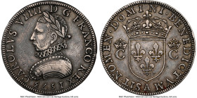 Charles IX silver Quadruple Piefort Teston 1573-A XF Details (Obverse Scratched) NGC, Paris mint, Ciani-1363. An ultra-impressive piefort sporting a b...