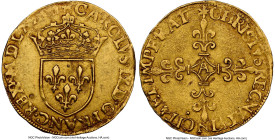 Charles X gold Ecu d'Or ND (1590)-A AU58 NGC, Paris mint, Fr-389. 3.31gm. A Mint State example that we handled in 2019 also exhibited weakness around ...