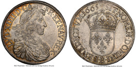 Louis XIV Ecu 1665-B AU Details (Cleaned) NGC, Rouen mint, KM214.1, Dav-3802A. A decidedly scarce French Crown-type featuring Louis XIV as a young man...