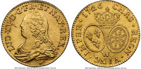 Louis XV gold Louis d'Or 1726-W MS64 NGC, Lille mint, KM489.22, Gad-340. A true pleasure to observe, this exquisite piece showcases lustrous, gleaming...
