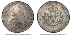 Louis XVI Ecu 1788/7-M AU58 PCGS, Toulouse mint, KM564.10 (unlisted overdate), Gad-356. Weakly struck obverse with mottled toning and underlying lustr...