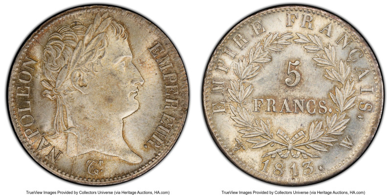 Napoleon 5 Francs 1813-W MS62 PCGS, Lille mint, KM694.16, Gad-584, F-307. Except...