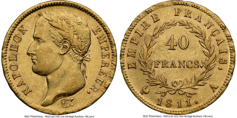 Napoleon gold 40 Francs 1811-A AU55 NGC, Paris mint, KM696.1, Gad-1084, F-541. H...