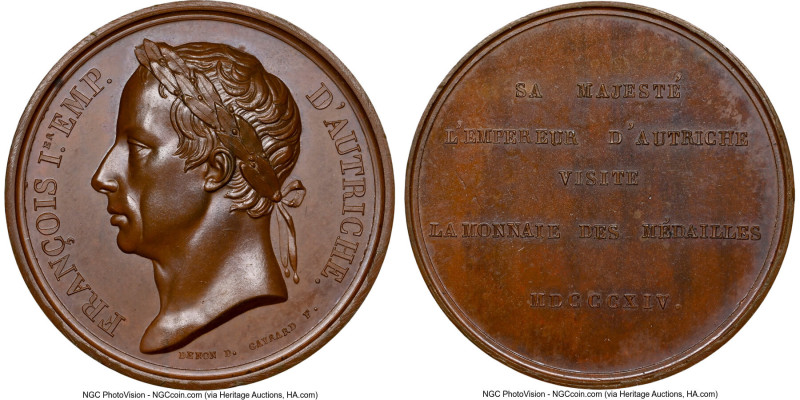 Franz I bronze "Royal Visit to Paris Mint" 1814-Dated MS64 Brown NGC, Bramsen-14...