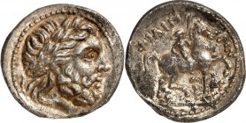 MAKEDONIEN. 
KÖNIGREICH. 
Philippos II. 359-336 v. Chr. Tetradrachmon, postum (315/294 v.Chr.) 14,25g, AMPHIPOLIS. Zeuskopf n.r. / FILIP-POU Olympio...