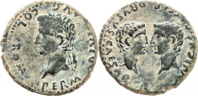 SPANIEN. 
ROMULA, Colonia (Sevilla). 
Tiberius mit Germanicus u. Drusus (iun.)...