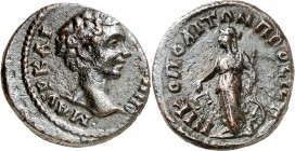 MOESIEN. 
NIKOPOLIS "am Istros" (Stari Nikjup an der Rusica). 
Caracalla, Caesar 196-198. AE-Assarion 16mm 2,65g. Kopf n.r. M AVP KAI&nbsp;- [ANT WN...