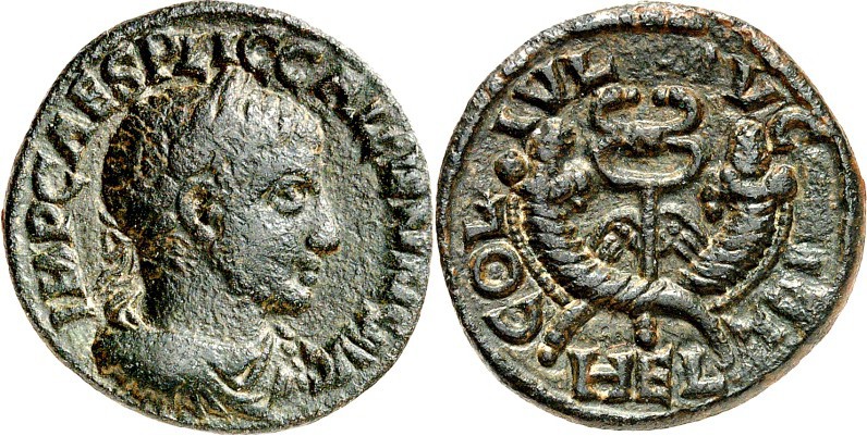 SYRIEN. 
KOILESYRIEN / HELIOPOLIS (Baalbek). 
Gallienus 253-268. AE-21mm (253/...